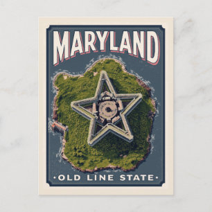Maryland Old Line State Star Fort Aerial View Postcard