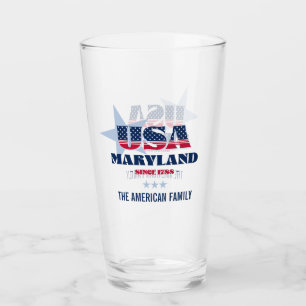 Maryland Patriotic Pride Personalised Glass