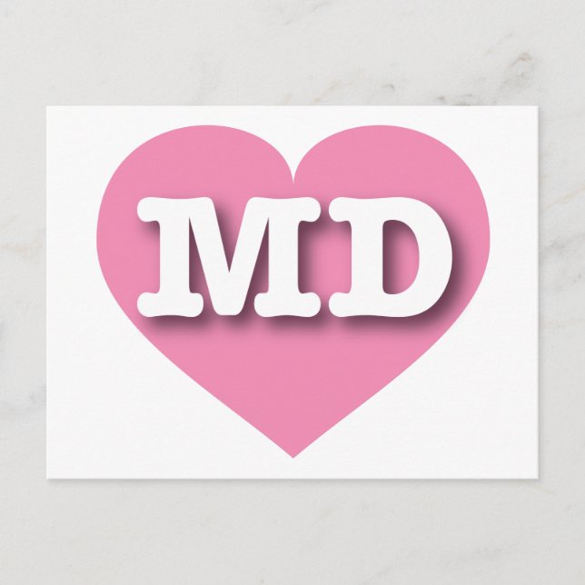 Maryland Pink Heart - I love MD Postcard (Front)