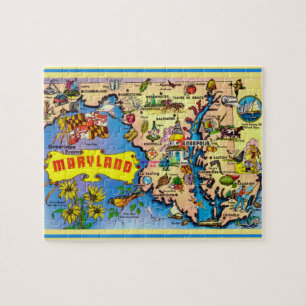 Maryland Postcard Map Jigsaw Puzzle