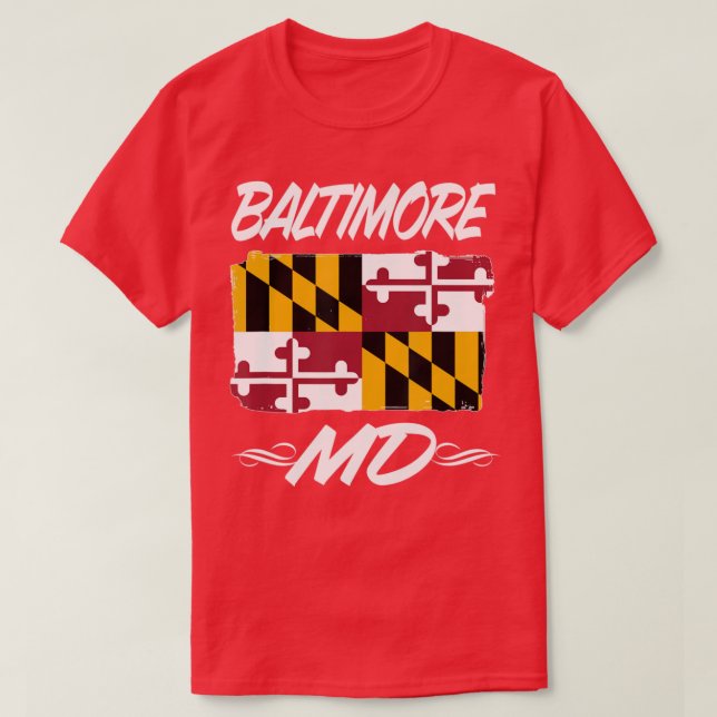 Maryland Pride Love Baltimore With Maryland Flag T-Shirt (Design Front)