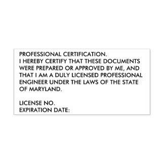 Maryland Professional Engineer Certification Stamp