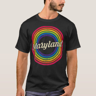 Maryland Retro Rainbow Faded Style T-Shirt