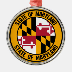 Maryland Round Emblem Metal Tree Decoration