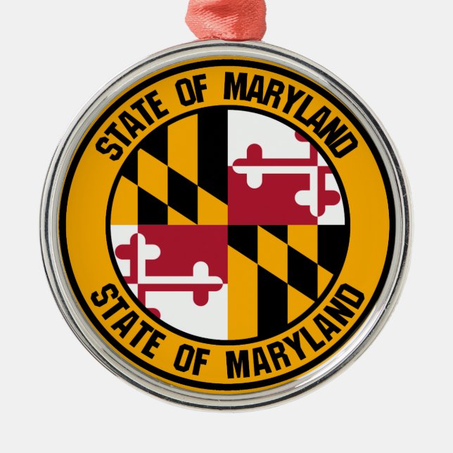 Maryland Round Emblem Metal Tree Decoration (Front)