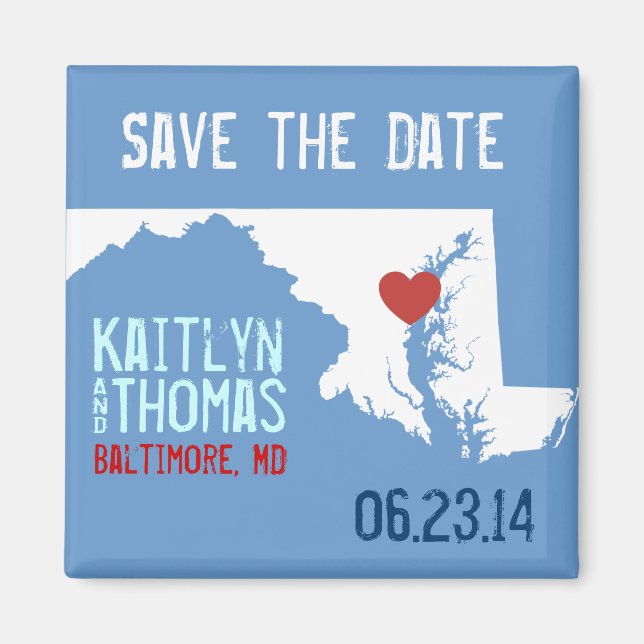 Maryland Save the Date - Customisable City Magnet (Front)
