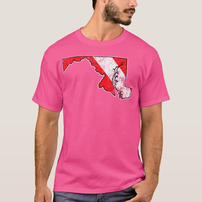 Maryland Scuba Dive Flag Map Diving Diver T-Shirt (Front)