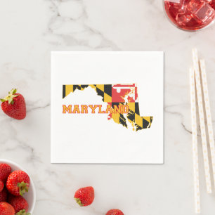 Maryland Shaped Marylander Old Line State Flag Napkin