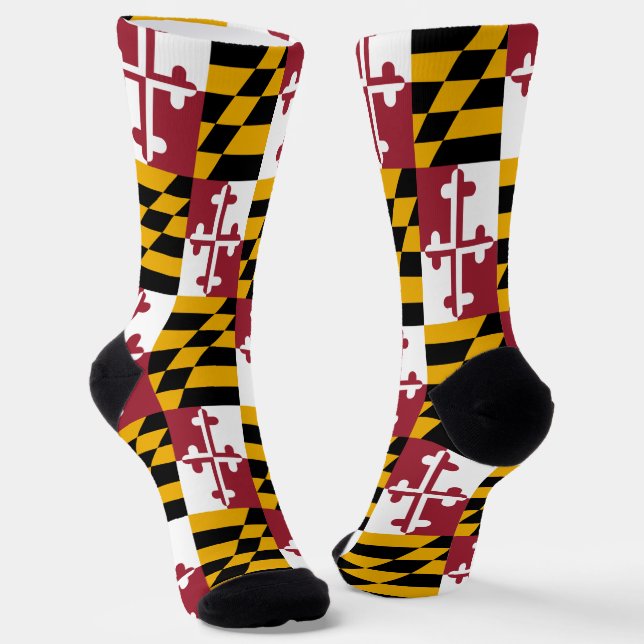 Maryland socks, Maryland Flag, patriotic Socks (Angled)