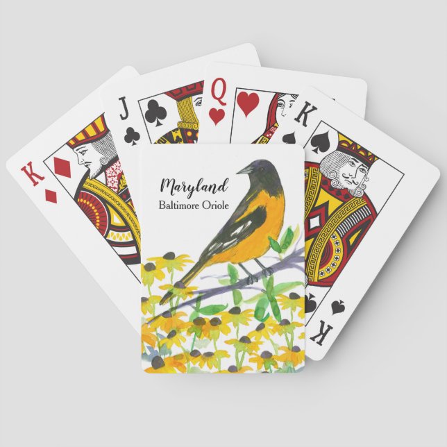 Maryland Souvenir Baltimore Oriole Bird Playing Cards (Back)