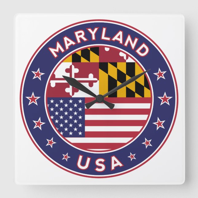 Maryland Square Wall Clock (Front)