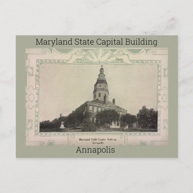 Maryland State Capital Building 1908 Postcard (Front)