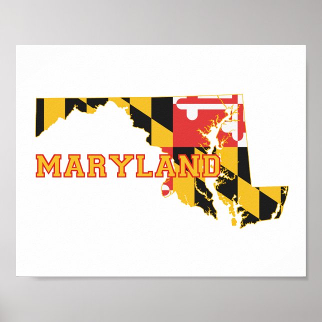 Maryland state Flag and Map Poster (Front)