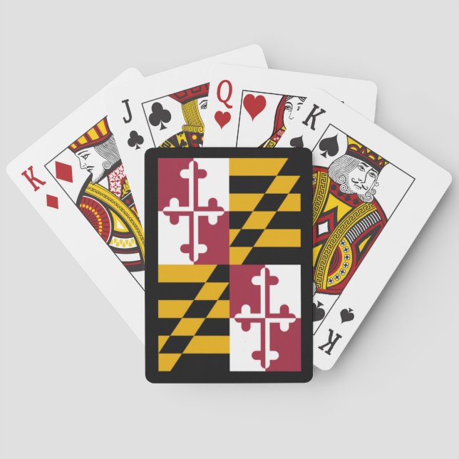 Maryland State Flag Black Border Playing Cards (Back)