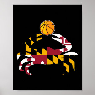 Maryland State Flag Blue Crab Pride With Bysketbyl Poster