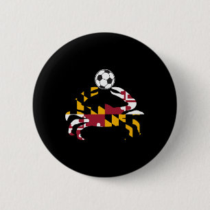 Maryland State Flag Blue Crab Pride With Soccer By 6 Cm Round Badge