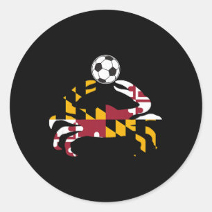 Maryland State Flag Blue Crab Pride With Soccer By Classic Round Sticker
