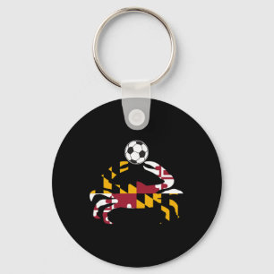 Maryland State Flag Blue Crab Pride With Soccer By Key Ring