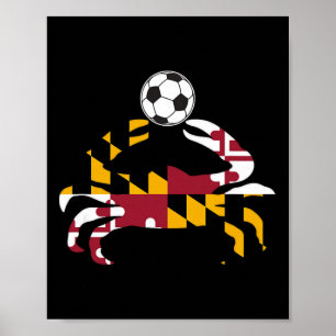 Maryland State Flag Blue Crab Pride With Soccer By Poster