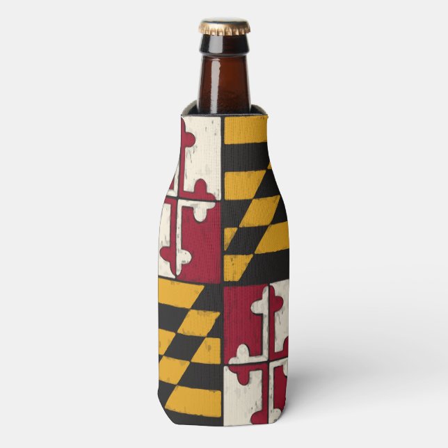 Maryland State Flag Cold Insulated Bottle Holder   Bottle Cooler (Bottle Front)