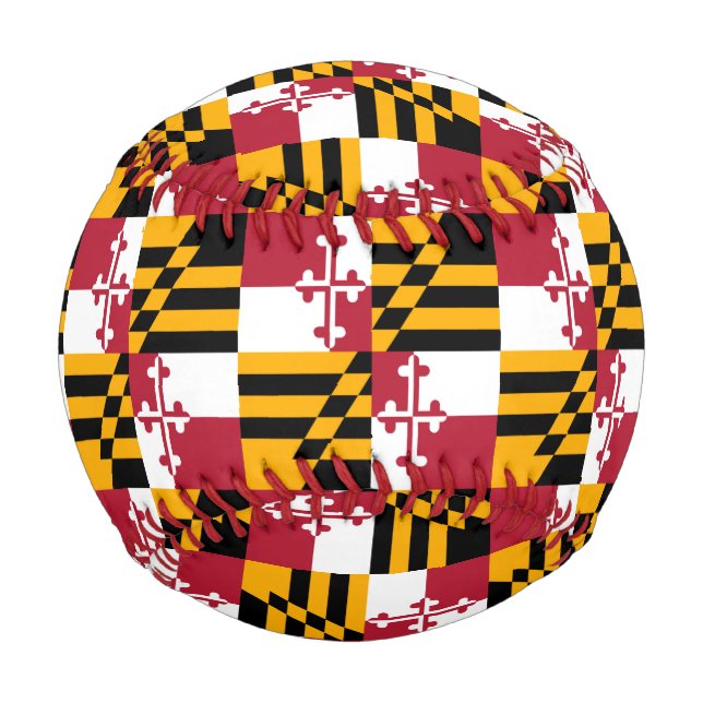 Maryland State Flag Colours Display Baseball (Front)
