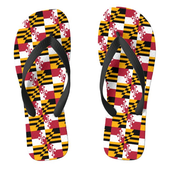 Maryland State Flag Colours Display Flip Flops (Footbed)