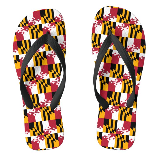 Maryland State Flag Colours Display Flip Flops (Footbed)