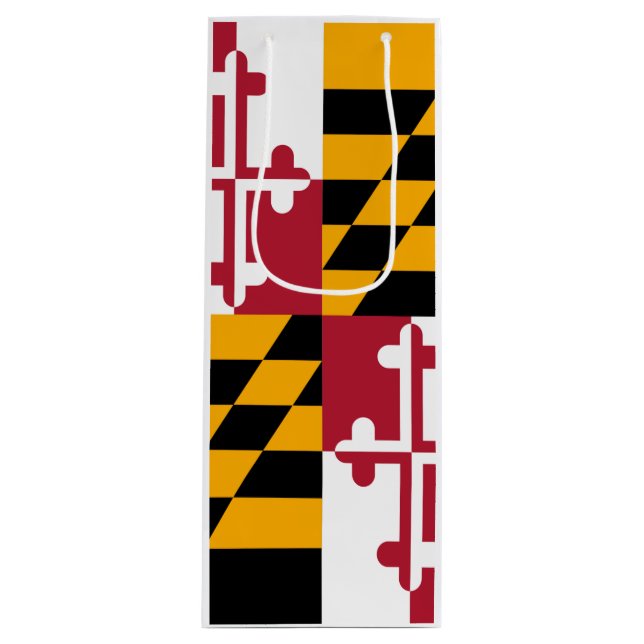 Maryland State Flag Colours Display Wine Gift Bag (Front)