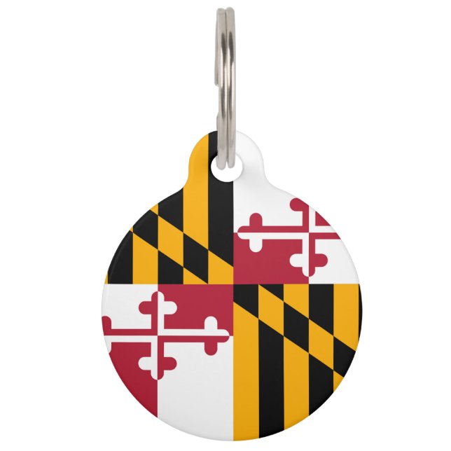 Maryland State Flag Colours Graphic Pet Tag (Front)