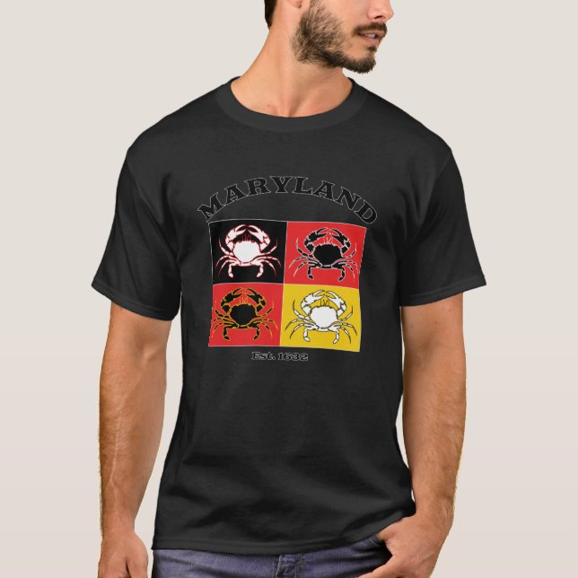 Maryland State Flag Crab Baltimore Annapolis Fishi T-Shirt (Front)