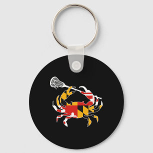 Maryland State Flag Crab Lacrosse Complete Stick B Key Ring