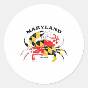 Maryland State Flag Crab Pride Annapolis Ltimore F Classic Round Sticker