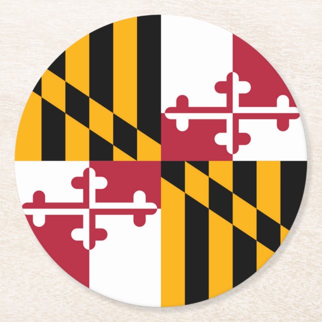 Maryland State Flag Design Accent Round Paper Coaster (Front)