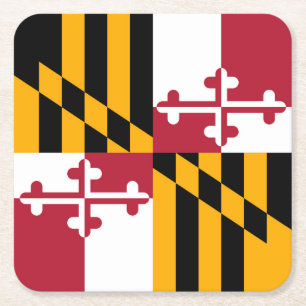 Maryland State Flag Design Accent Square Paper Coaster