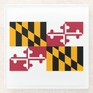 Maryland State Flag Design Decor Glass Coaster