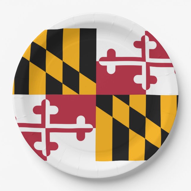 Maryland State Flag Design Paper Plate (Front)