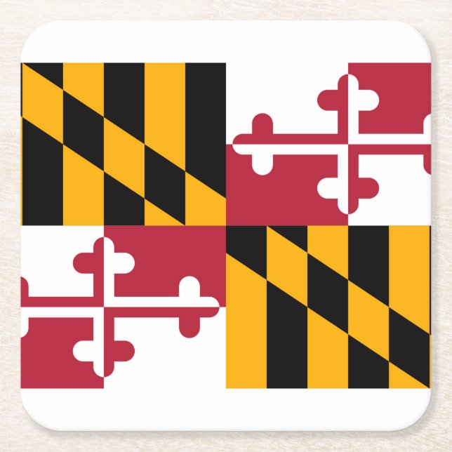 Maryland State Flag Design Square Paper Coaster (Front)