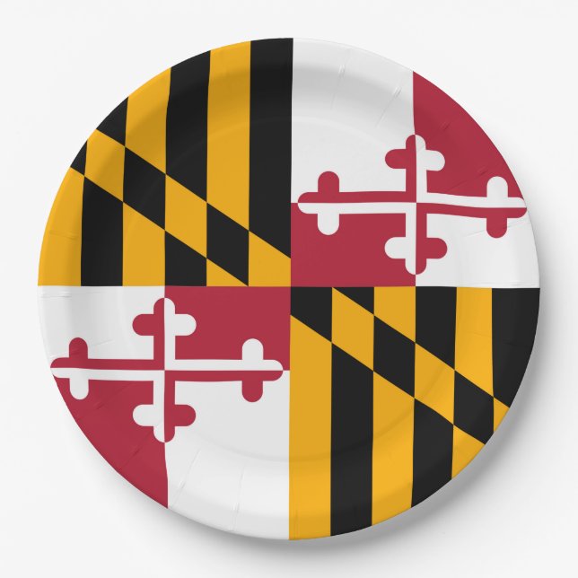 Maryland State Flag Festive Design Paper Plate (Front)