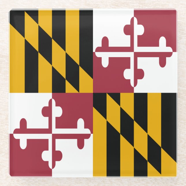 Maryland State Flag Glass Coaster (Front)