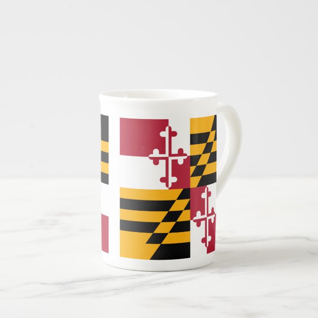 Maryland State Flag Graphic Bone China Mug (Front Right)