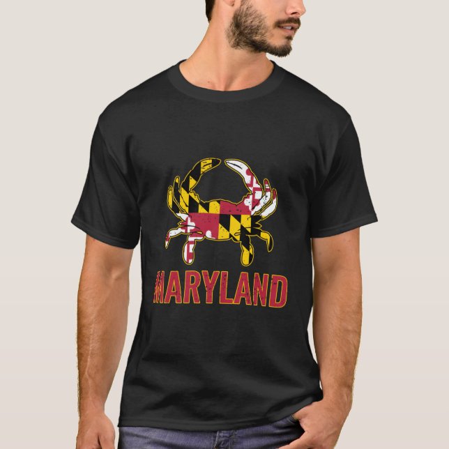 Maryland State Flag Maryland State Blue Crab Flag T-Shirt (Front)