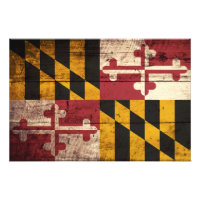 Maryland State Flag on Old Wood Grain