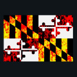 Maryland State Flag Pop Art Poster<br><div class="desc">Artistic rendering of the Maryland state flag with grunge texture effects.</div>