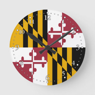 Maryland State Flag Round Clock