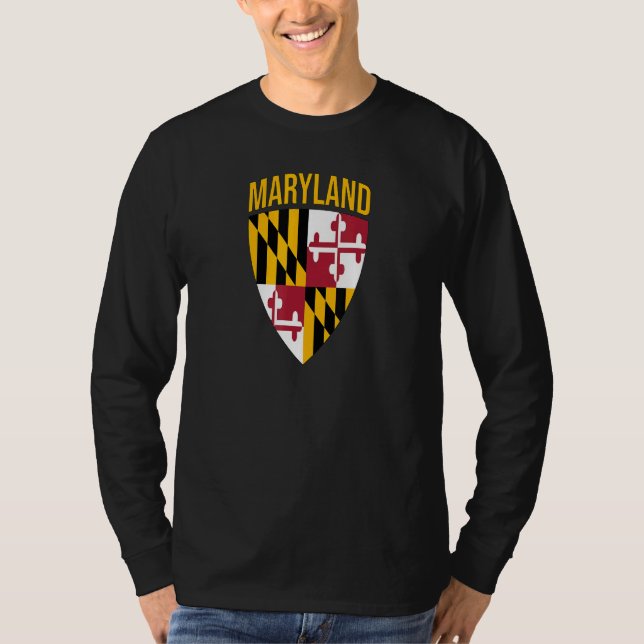 Maryland State Flag Shield Md Baltimore Pride T-Shirt (Front)