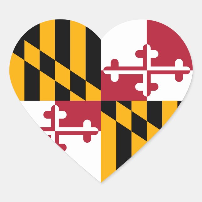 Maryland State Flag Style Decor Heart Sticker (Front)