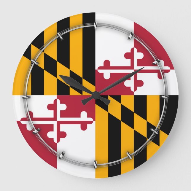 Maryland State Flag Stylish Graphic Large Clock (Front)