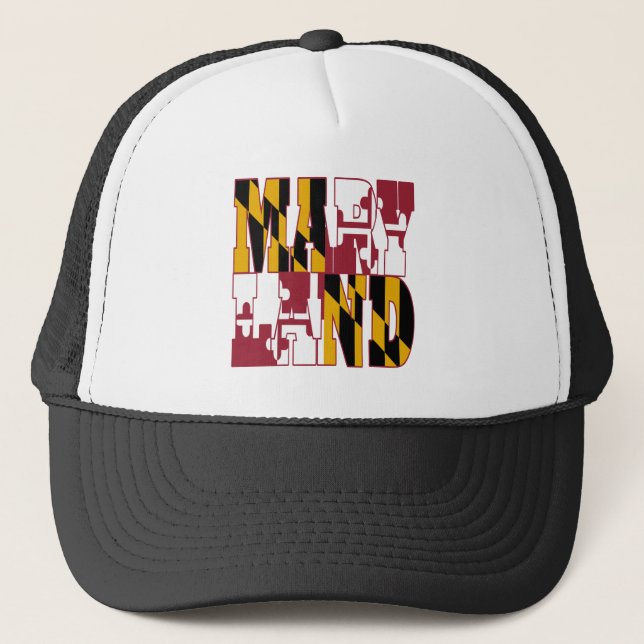 Maryland state flag text trucker hat (Front)