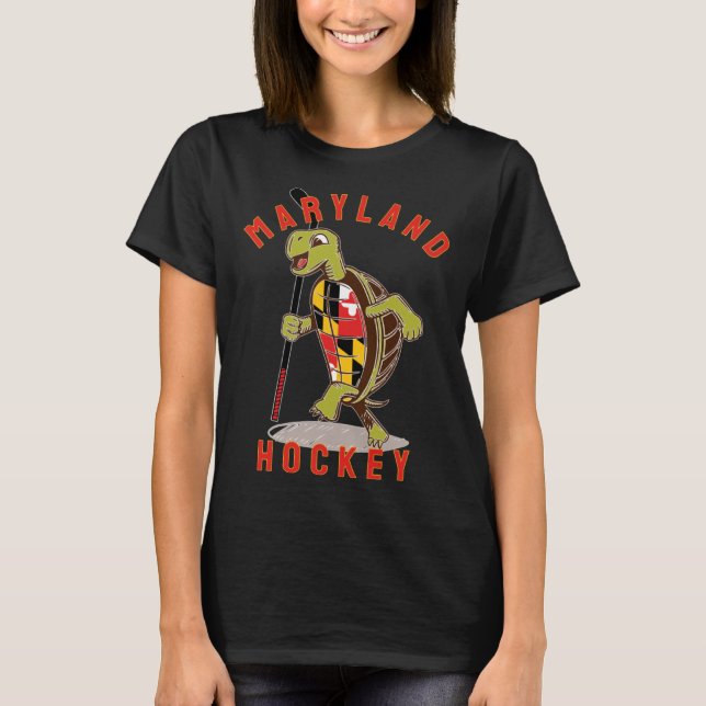 Maryland State Flag Turtle Hockey Baltimore Sports T-Shirt (Front)