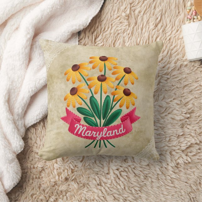 Maryland State Flowers Emblem Cushion (Blanket)